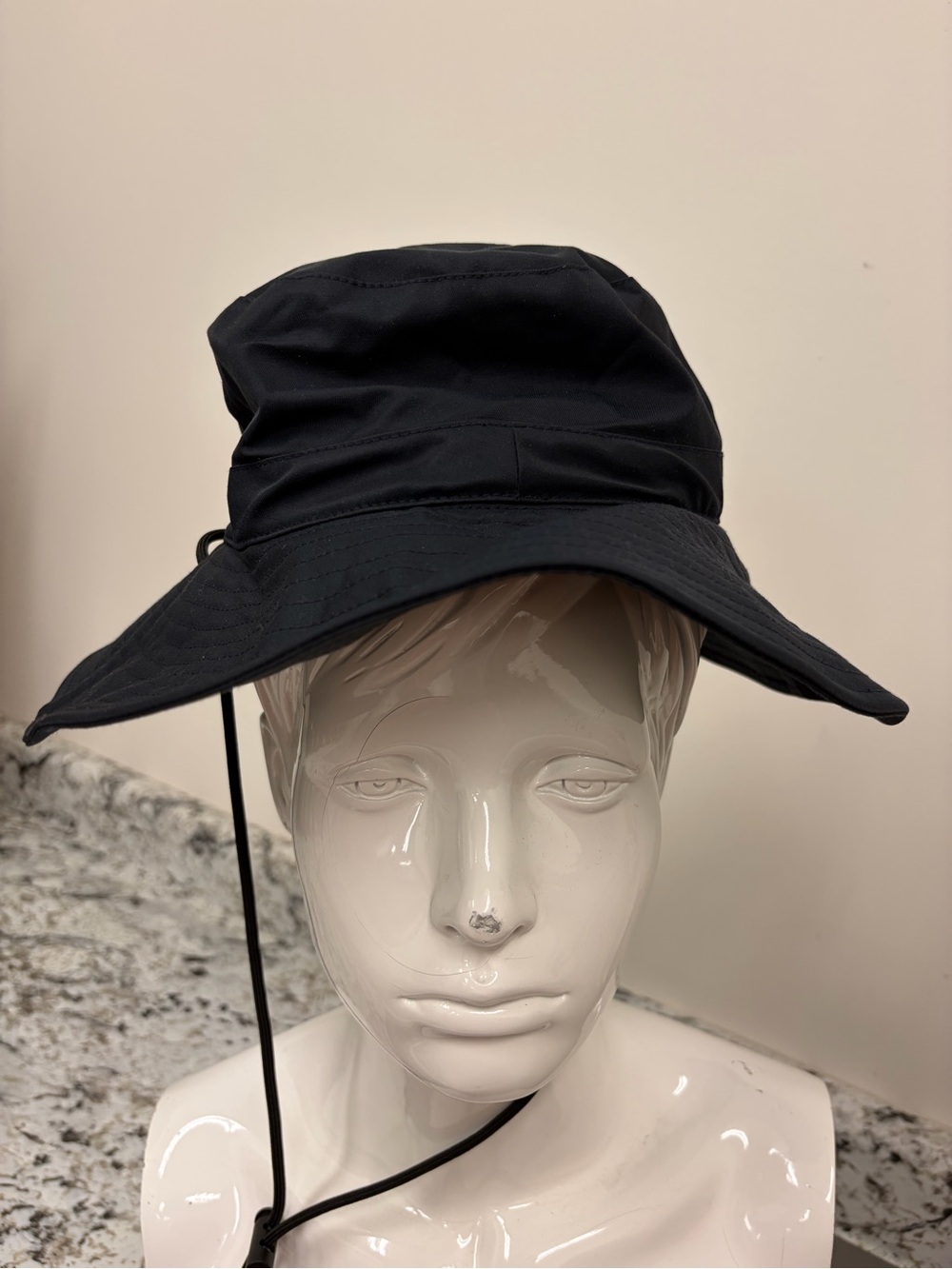 Barbour Black Packable Brim Hat with Chin Strap